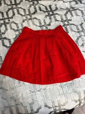 Harlowe & Graham orange Circle Skirt with Subtle Dot Texture